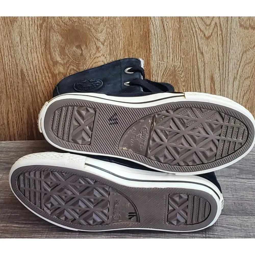 Converse Chuck Taylor All-Star Beverly Black Suede Lace-up Shoes‎ Size 1.5